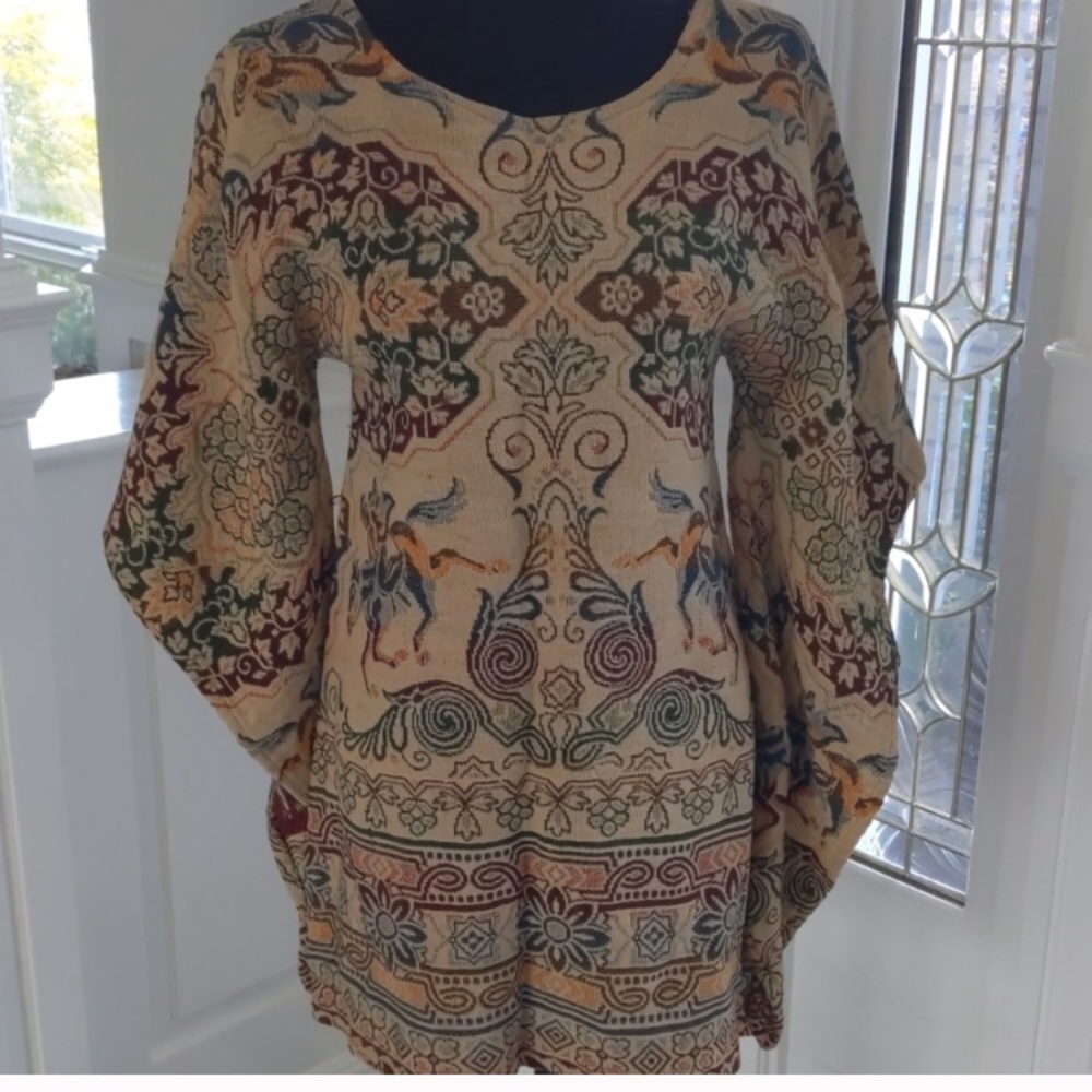 Vintage carpet tapestry tunic bell sleeve dress